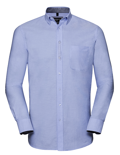 Russell Collection Men´s Long Sleeve Tailored Washed Oxford Shirt