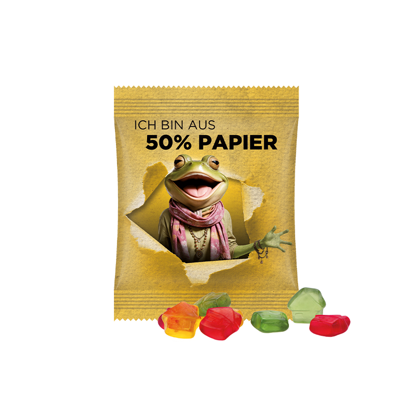 Minitüte 10 g Papierfolie weiß Trolli Fruchtgummi Haus