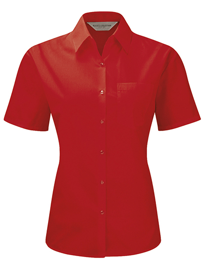 Russell Collection Ladies´ Short Sleeve Poly-Cotton Easy Care Poplin Shirt