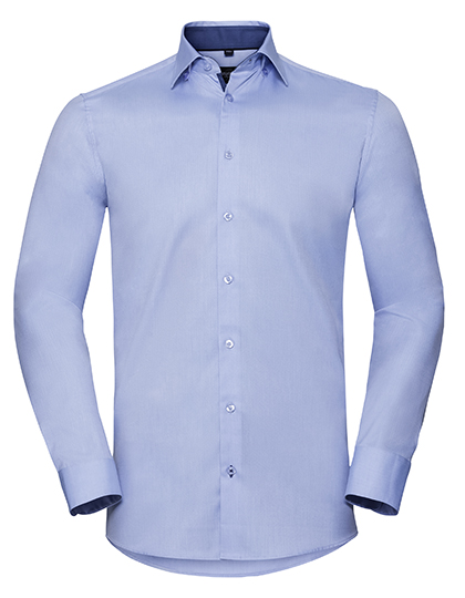 Russell Collection Men´s L'S Tailored Contrast Herringbone Shirt