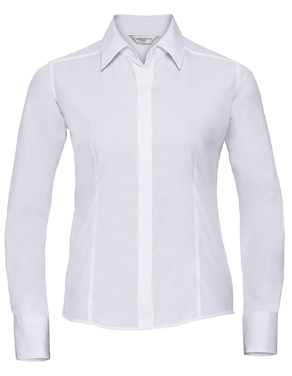 Russell Collection Ladies´ L'S Poly-Cotton Easy Care Fitted Poplin Shirt