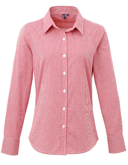 Premier Workwear Women´s Microcheck (Gingham) Long Sleeve Cotton Shirt