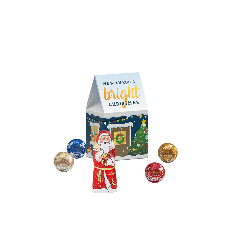 Standbodenbox Lindt Minikugeln und Weihnachtsmann