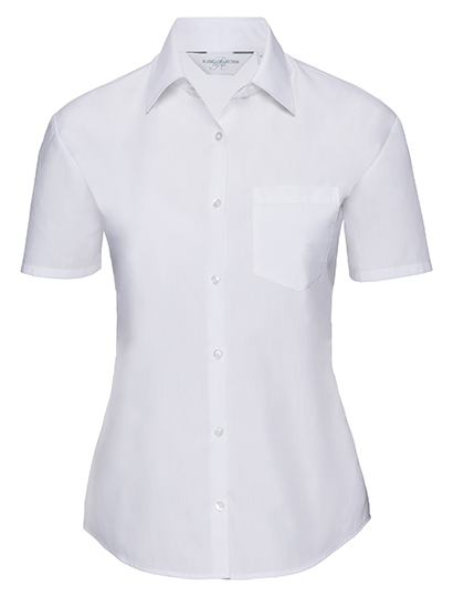 Russell Collection Ladies´ Short Sleeve Poly-Cotton Easy Care Poplin Shirt