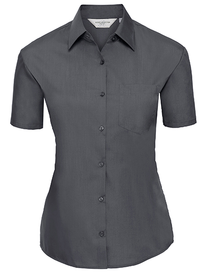 Russell Collection Ladies´ Short Sleeve Poly-Cotton Easy Care Poplin Shirt