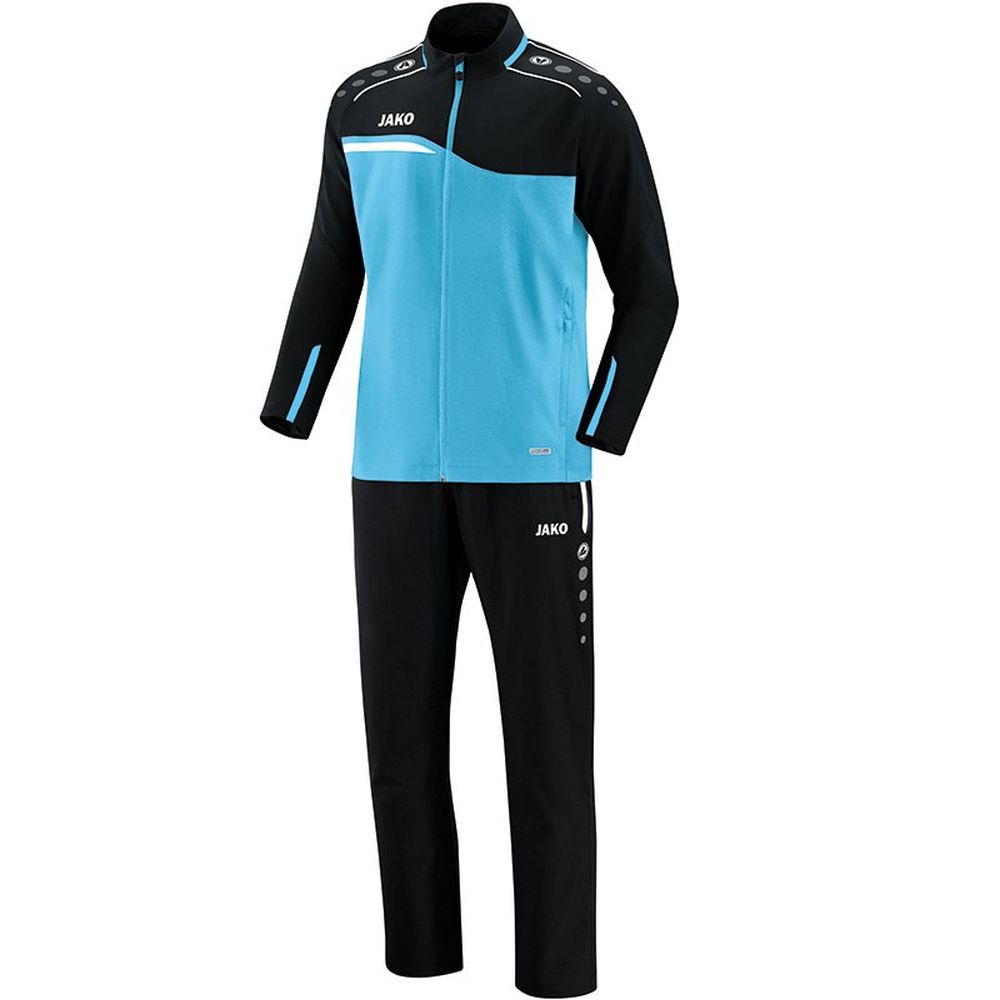 Jako Fußball Präsentationsanzug Competition 2.0 Herren Sportanzug Jacke Hose hellblau/schwarz XL