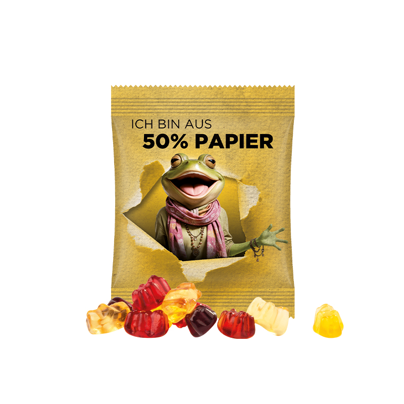 Minitüte 10 g Papierfolie weiß Trolli Fruchtgummibären 30% Fruchtsaftqualität