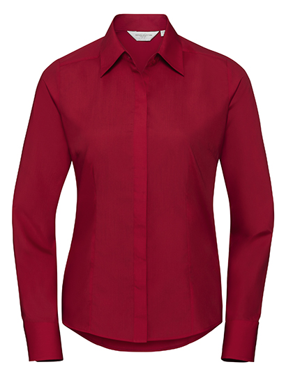 Russell Collection Ladies´ L'S Poly-Cotton Easy Care Fitted Poplin Shirt