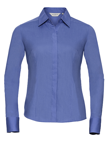 Russell Collection Ladies´ L'S Poly-Cotton Easy Care Fitted Poplin Shirt