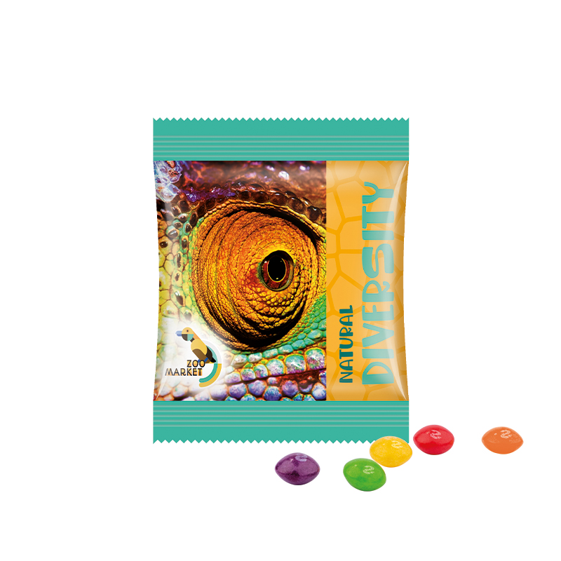 Minitüte 10 g Folie weiß Skittles Fruits Kaubonbons