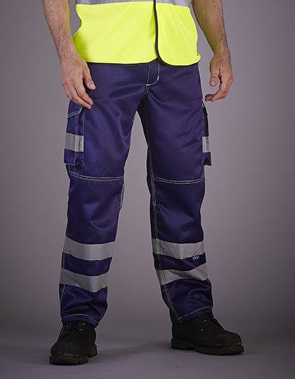 YOKO Hi-Vis Cargo Trousers With Knee Pad Pockets