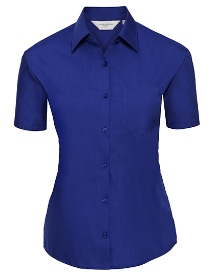 Russell Collection Ladies´ Short Sleeve Poly-Cotton Easy Care Poplin Shirt