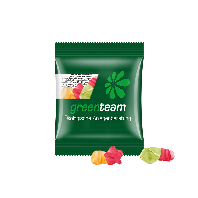 Minitüte 10 g kompostierbare Folie transparent Trolli Fruchtgummi Sterne