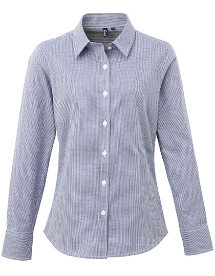 Premier Workwear Women´s Microcheck (Gingham) Long Sleeve Cotton Shirt