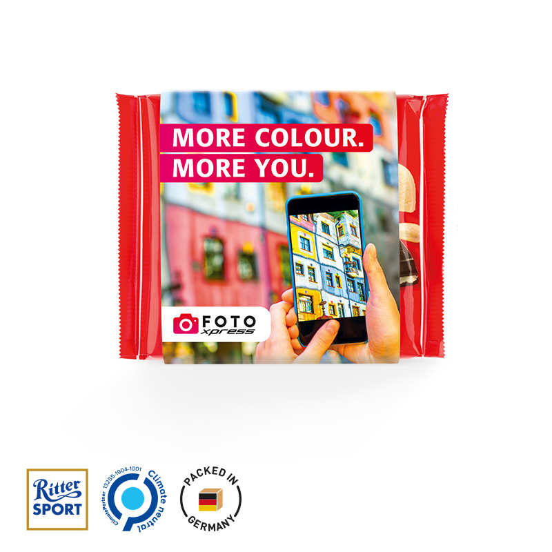 Ritter SPORT 100g mit Werbeschuber Nugat