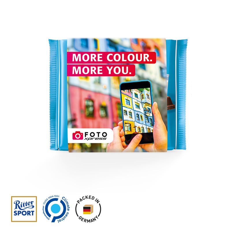 Ritter SPORT 100g mit Werbeschuber Nugat