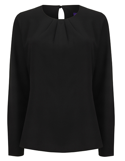 Henbury Ladies´ Pleat Front Long Sleeved Blouse