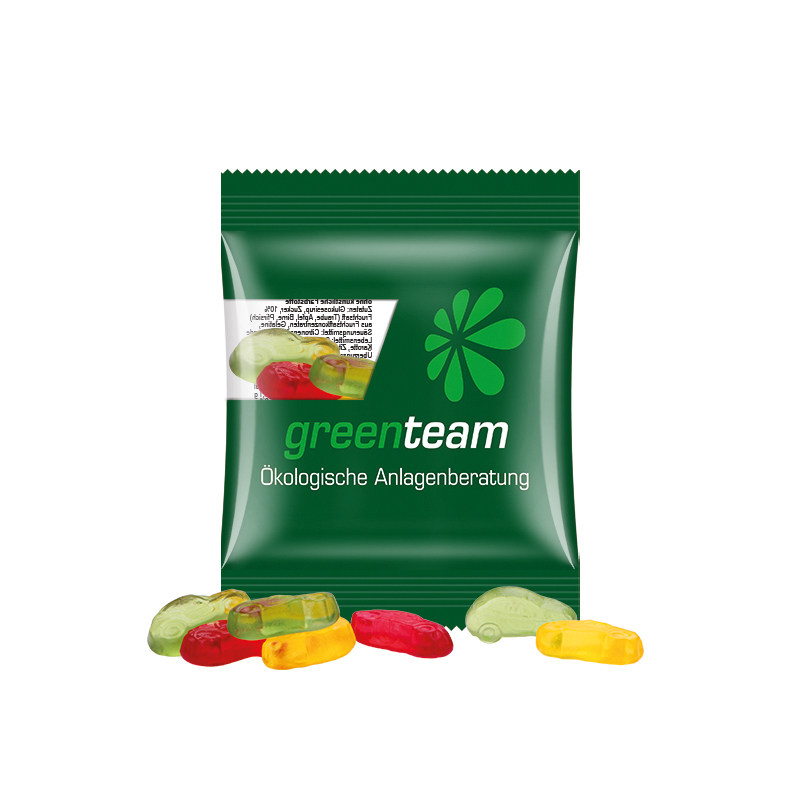 Minitüte 10 g kompostierbare Folie transparent Trolli Fruchtgummi Autos