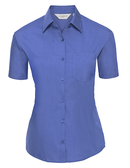 Russell Collection Ladies´ Short Sleeve Poly-Cotton Easy Care Poplin Shirt