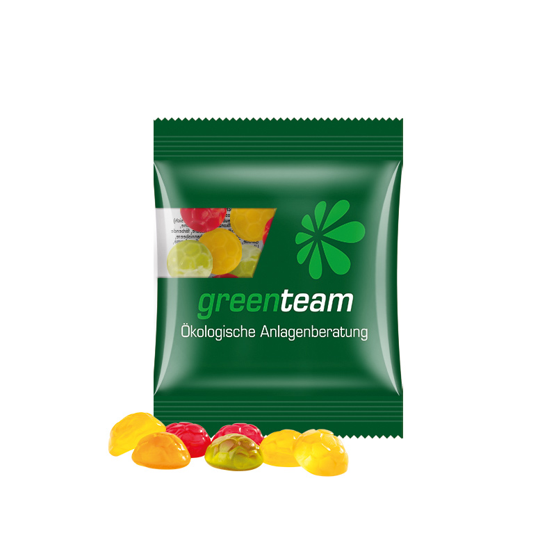 Minitüte 10 g kompostierbare Folie transparent Trolli Fruchtgummi Fußbälle