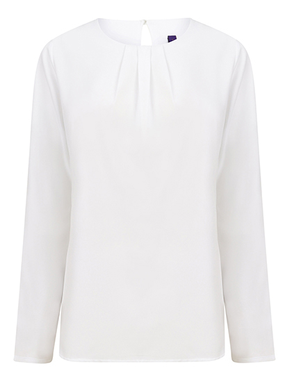 Henbury Ladies´ Pleat Front Long Sleeved Blouse