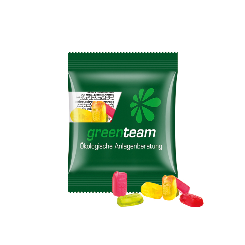 Minitüte 10 g kompostierbare Folie transparent Trolli Fruchtgummi Handy