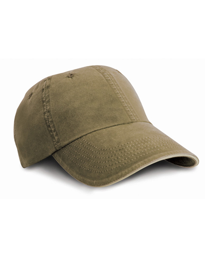 Result Headwear Washed Fine Line Cotton Cap With Sandwich Peak