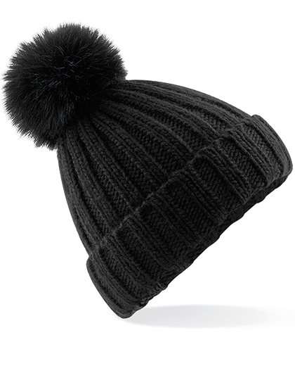 Beechfield Verbier Faux Fur Pop Pom Chunky Beanie