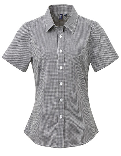 Premier Workwear Women´s Microcheck (Gingham) Short Sleeve Cotton Shirt