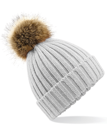 Beechfield Faux Fur Pop Pom Chunky Beanie