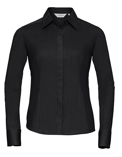 Russell Collection Ladies´ L'S Poly-Cotton Easy Care Fitted Poplin Shirt